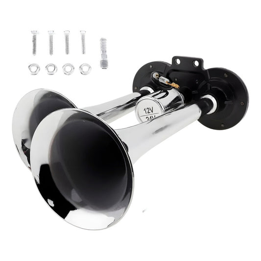 Bocina De Aire Electrica Doble Trompeta 12v-24v Auto Camión