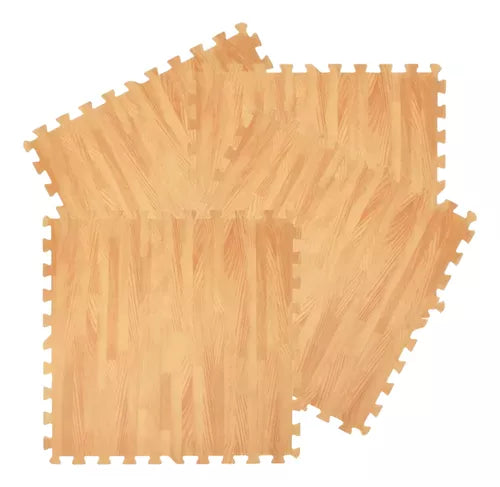 X4 Piso Goma Eva Puzzle Alfombra Madera 60x60x1cm Antigolpes