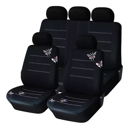 Funda Cubre Asiento Auto Para Mujer 9 piezas Negro Mariposas