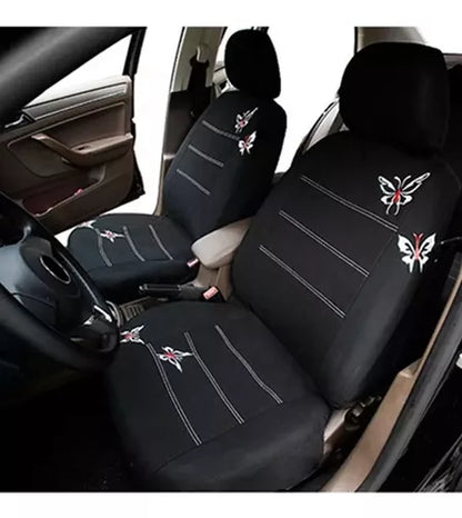 Funda Cubre Asiento Auto Para Mujer 9 piezas Negro Mariposas