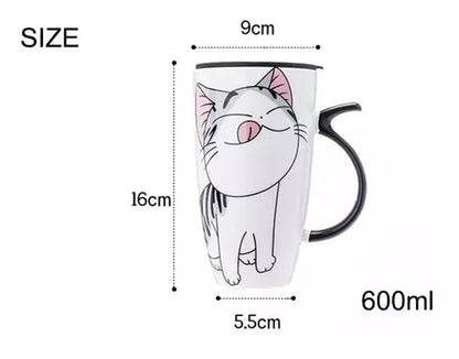 Taza De Gato Mug Con Tapa Con Boquilla Tazón Gato Chi