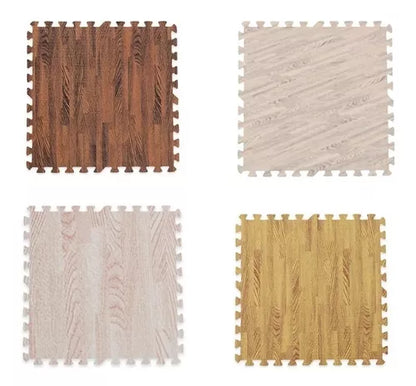 X4 Piso Goma Eva Puzzle Alfombra Madera 60x60x1cm Antigolpes