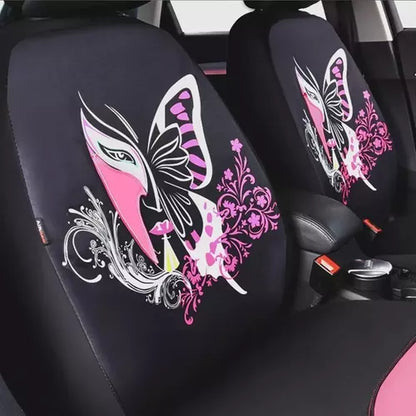 Funda Cubre Asiento Auto Para Mujer Rosado 9 piezas Mariposa